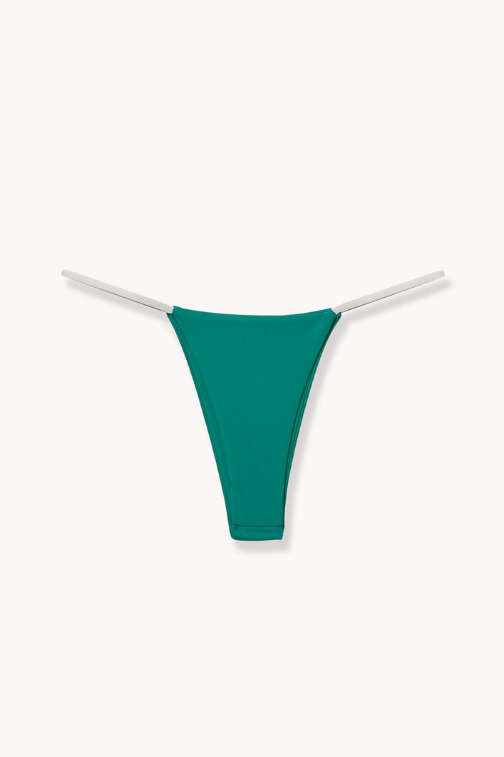 Detail of cayman bikini bottom in palm green