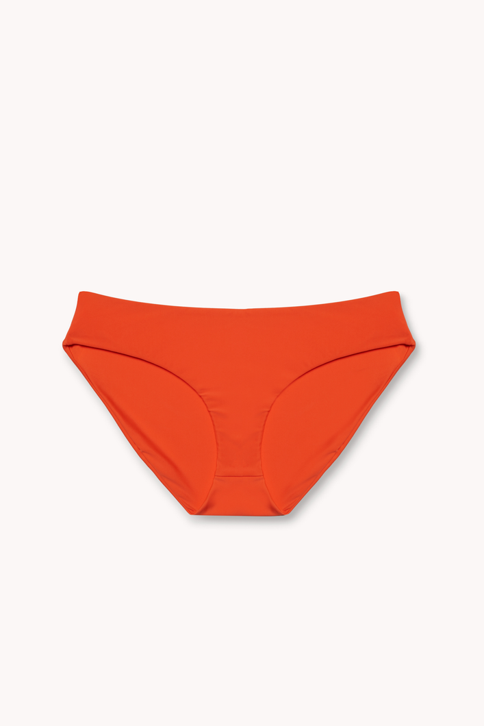 E-comm of the Sedona bikini bottom in tangerine, by Ookioh